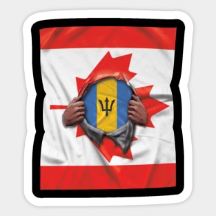 Barbados Flag Canadian Flag Ripped - Gift for Barbadian From Barbados Sticker